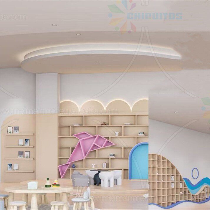 奇可多鲸鱼书架图书馆书吧满墙展示柜绘本馆海洋主题书柜读书角