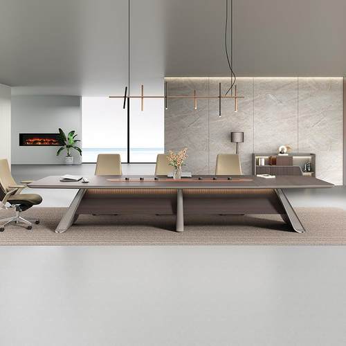 办公家具大型会议桌长桌简约现代办公桌长方形会议室桌椅组合圆角