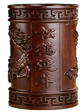 黑檀木松鹤延年家居客厅工艺品