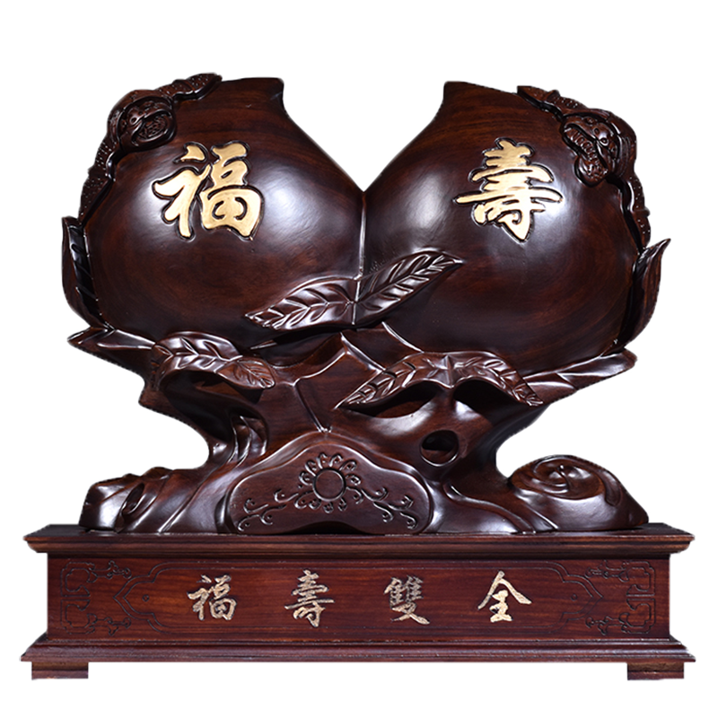 黑檀木福寿双全送老人家居装饰