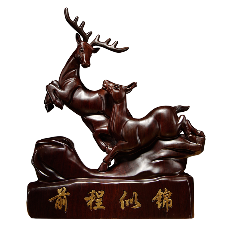 黑檀木动物前程似锦寓意工艺品