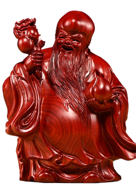 雕刻客厅摆件花梨木祝福
