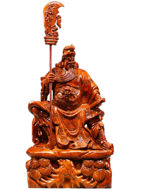 木雕看书关公摆件实木雕刻