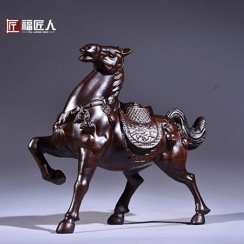 木雕盛世生肖马到成功工艺礼品