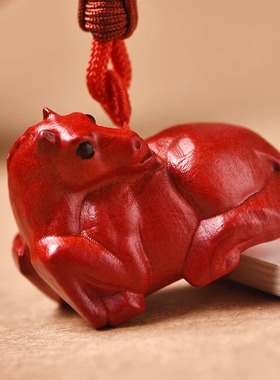 枣红色木马生肖吊坠挂件桃木生肖五行项链吊坠手链钥匙链实木雕刻