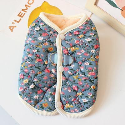 宠物猫咪狗狗衣服秋冬装加厚保暖碎花马甲泰迪比熊小型犬国风爆款