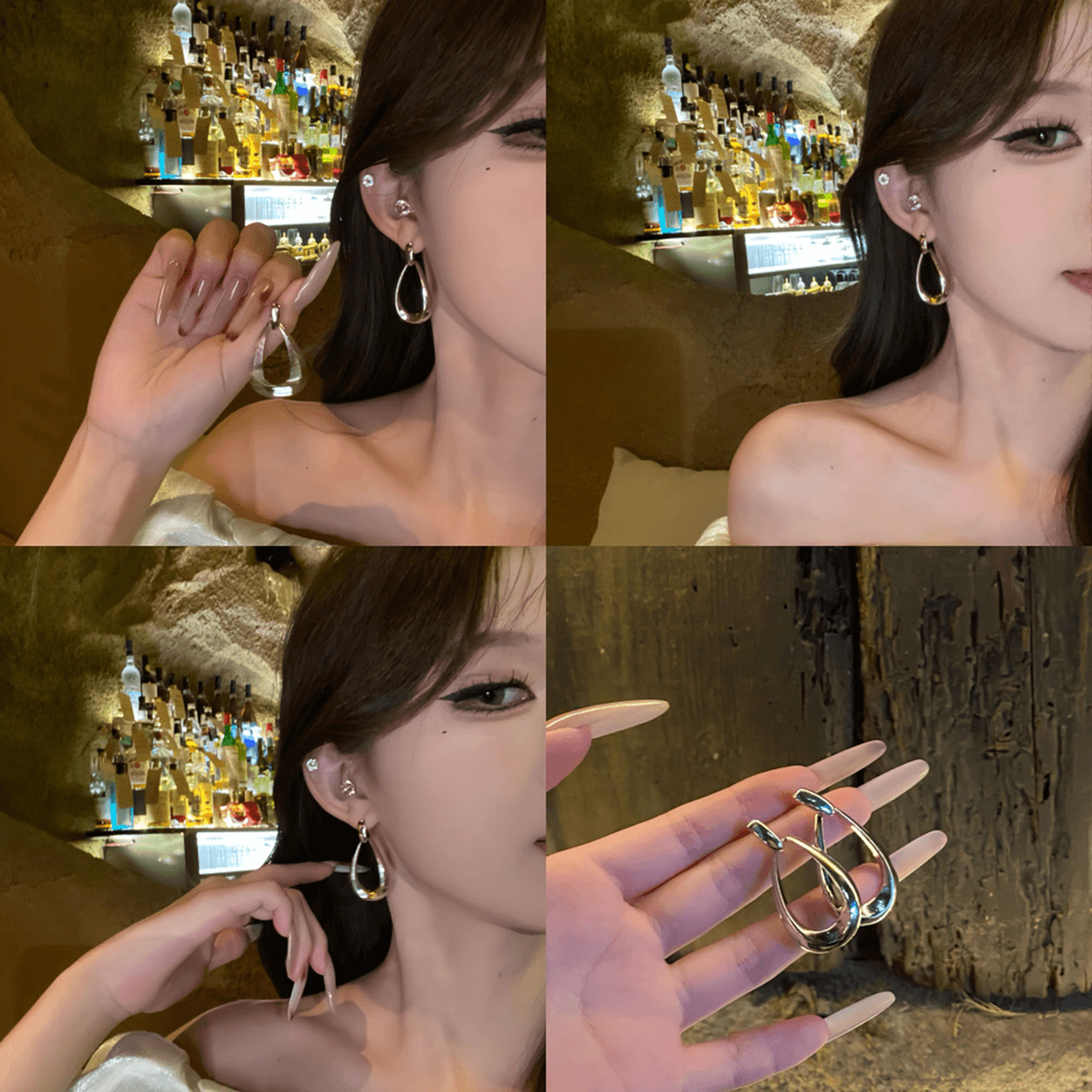 复古几何椭圆水滴耳钉女2025新款爆款小众设计冷淡风耳环气质耳饰