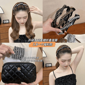 高级感水钻麦穗发箍女旅行便携可折叠伸缩洗脸头箍高颅顶发卡头饰