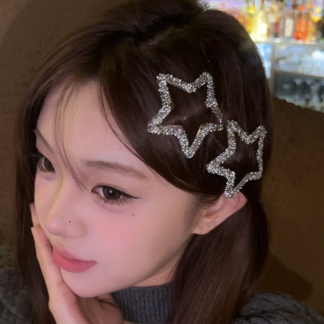 水钻星星发夹甜酷女孩头饰侧边刘海bb夹五角星发卡高级感简约发饰