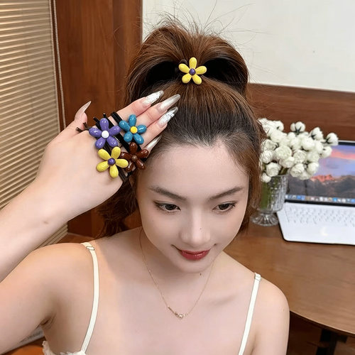 韩系小众设计感彩色花朵发圈