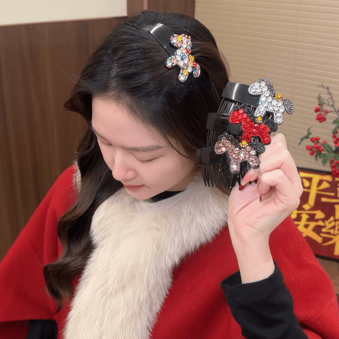 2026新年马上有钱轻奢满钻小马倒插梳发夹碎发整理神器高级感发梳,饰品/流行首饰/时尚饰品新,发饰,淘宝优惠券,粉丝福利购,淘宝优惠卷