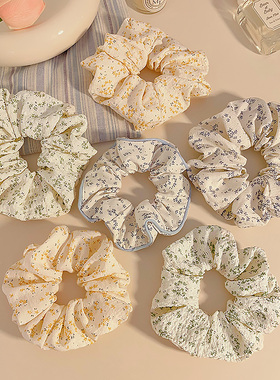 大号蓝色碎花大肠发圈女韩系气质肥肠发绳2024新款扎马尾皮筋头饰