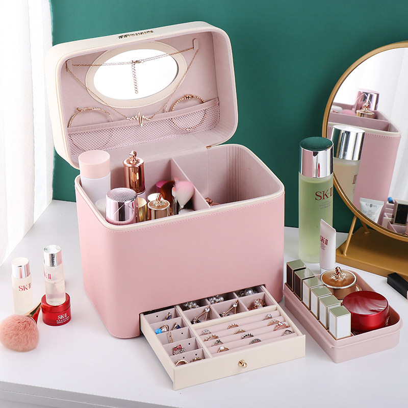 精致大容量化妆包双层护肤品首饰收纳箱ins风超火大号简约化妆箱,收纳整理,化妆包,淘宝优惠券,粉丝福利购,淘宝优惠卷