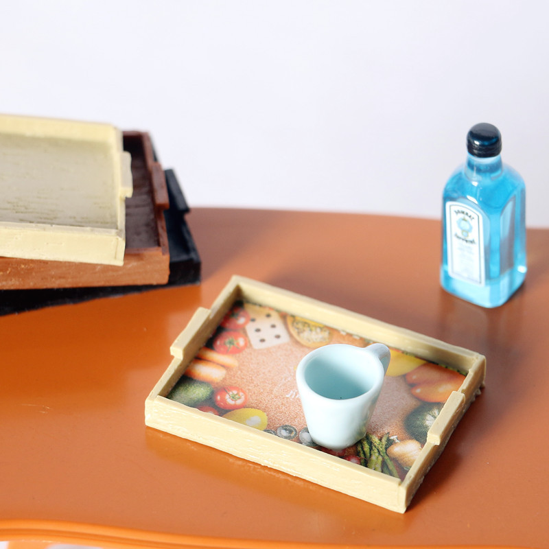 dollhouse 娃娃屋 微缩食玩 仿木托盘餐盘 ob11 微缩模型拍摄道具
