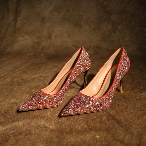 婚鞋新娘秀禾婚纱两穿高跟鞋