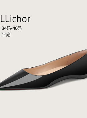 2025秋季新款法式尖头浅口平底不累脚单鞋女黑色通勤工作鞋红底鞋