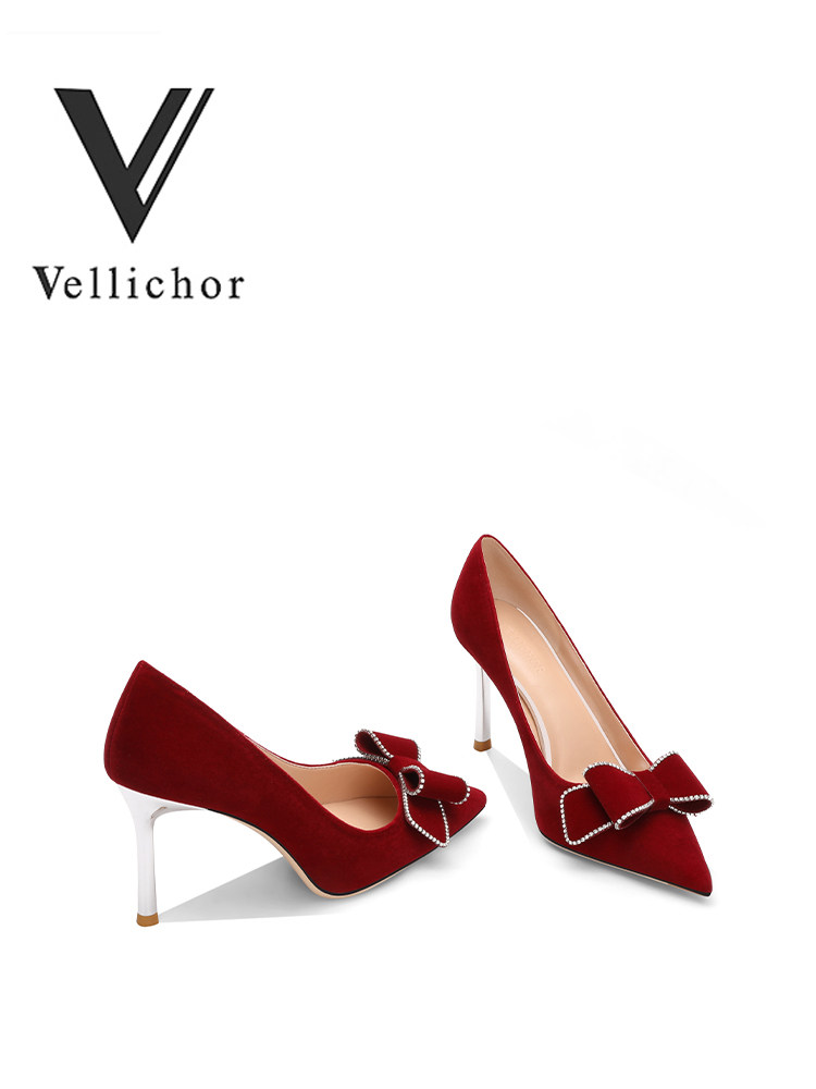 RHINESTONE BOW HIGH HEELS WEDDING SHOES SEXY XIUHE WEDDING DRESS TWO WEAR NOT TIRED FEET STILETTO RED BRIDE BRIDE WEDDING SHOES