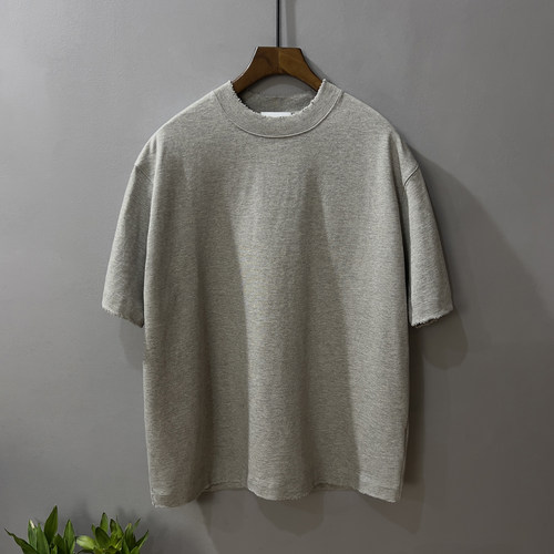 极简400g纯棉高克重磨边短袖T恤