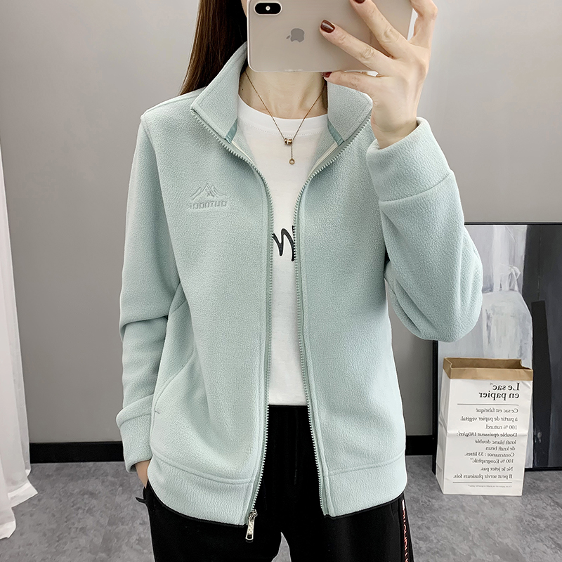 抓绒衣女立领加绒加厚户外外套