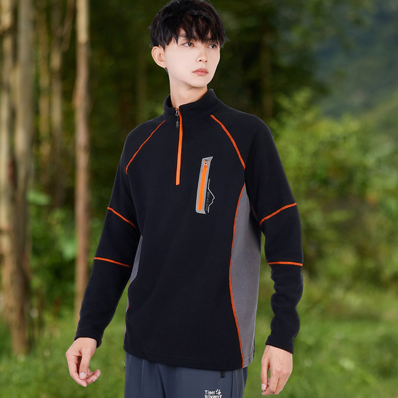 户外抓绒衣男士秋冬保暖半开衫拉链卫衣冲锋衣内胆徒步运动打底衫