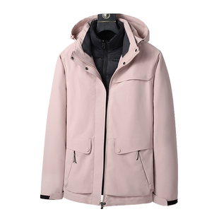 羽绒冲锋衣男女秋冬可拆卸三合一西藏logo定制印字户外登山服外套