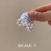 百搭气质时尚 KAMI Y超仙大小珍珠锆石耳钉女小众简约个性 耳环耳饰