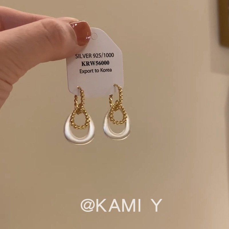 KAMI Y双层金银撞色水滴型耳环女独特设计轻奢高级感两戴耳钉耳饰