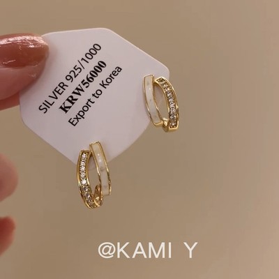 法式复古滴釉几何双层耳环