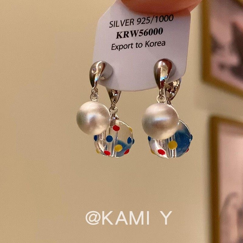 夏日多巴胺彩色波点圆球耳环女前后式小众轻奢高级感气质简约耳饰,饰品/流行首饰/时尚饰品新,耳环,淘宝优惠券,粉丝福利购,淘宝优惠卷