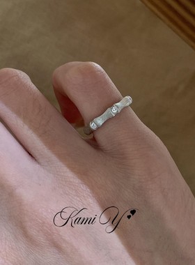 节节高升中古拉丝竹节锆石尾戒女