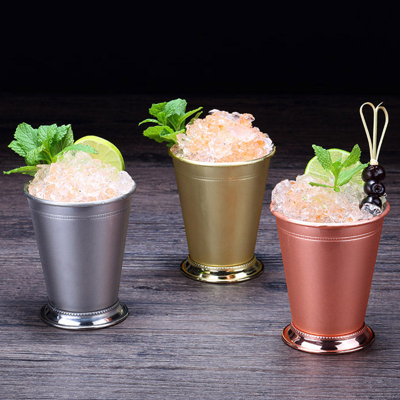 调酒师 欧式宫廷风薄荷茱莉普鸡尾酒杯金属特调杯mint julep水杯