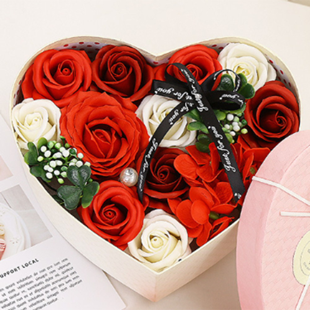 artificial rose flower soap bouquet heart shape flowers gift