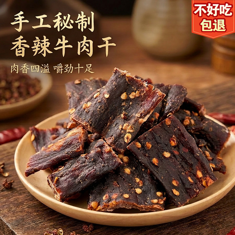 新疆手撕风干牛肉干麻辣五香休闲零食新疆特产超干有嚼劲牛肉包邮