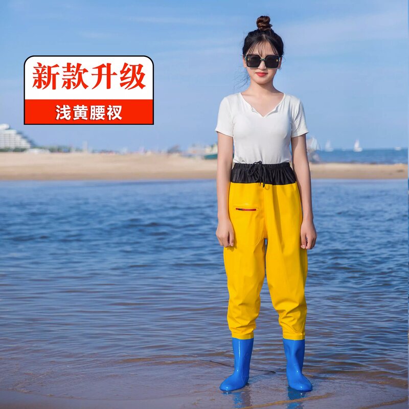 女士下水裤雨裤带雨鞋连体抓鱼沙滩防水全身超轻涉水赶海加厚耐磨