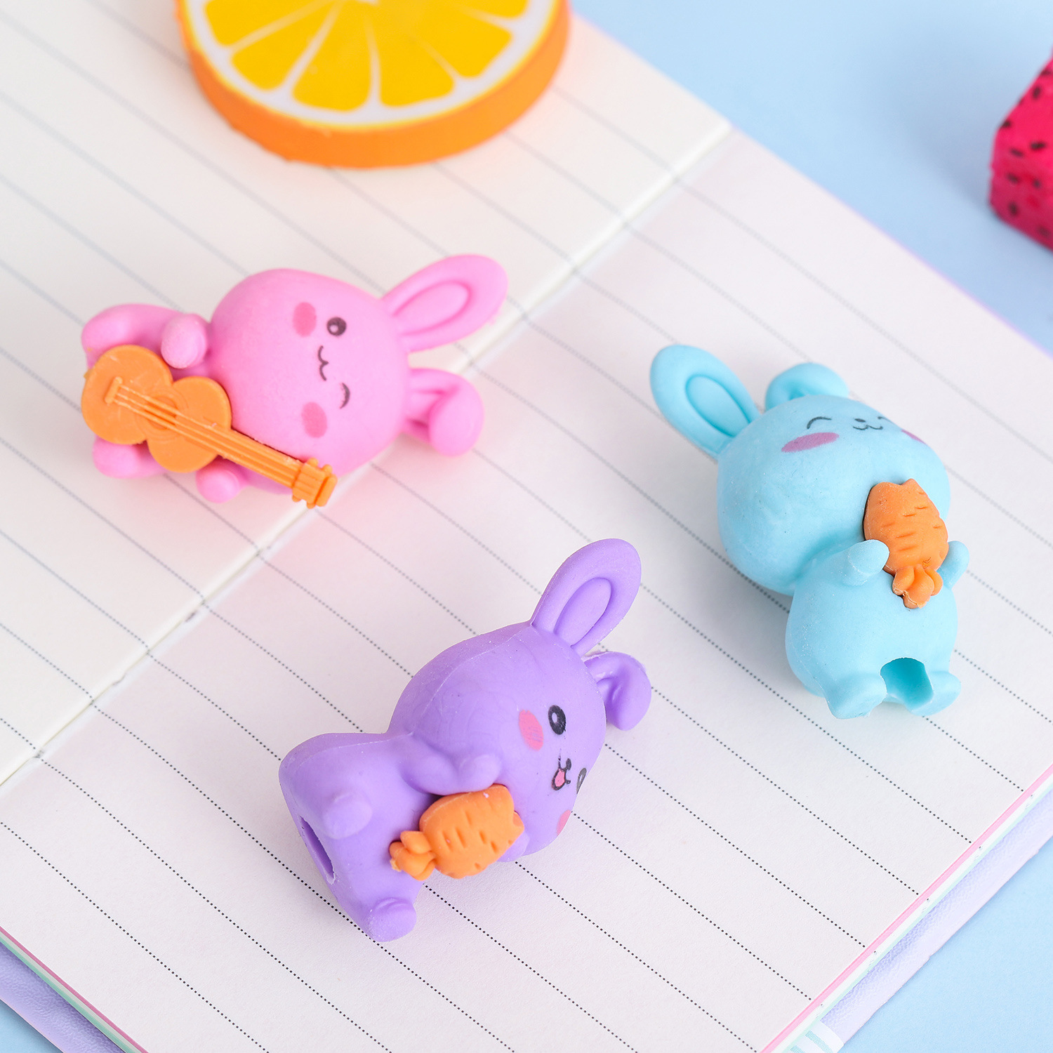 卡通小兔子橡皮擦无毒可爱幼儿园小学生铅笔笔帽奖励礼物实用