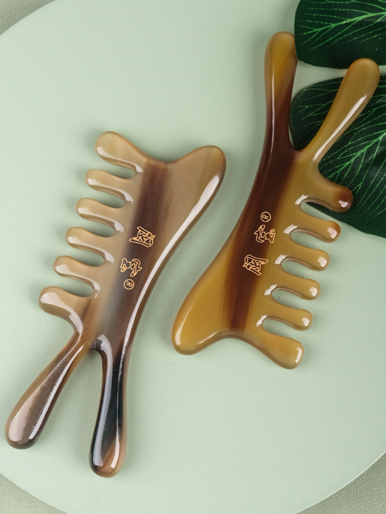 마사지빗 코미용기 순수천연백색물소뿔두피두피치료 전신만능물방울치아경락빗