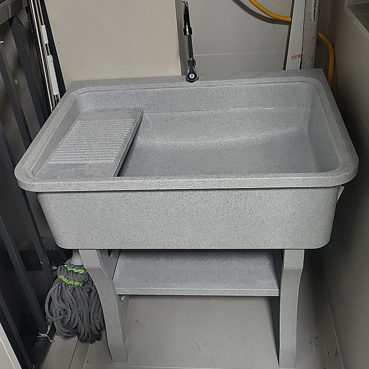 石英石洗衣池带搓板阳台水池卫生间洗脸盆免打孔落地式一体洗手盆