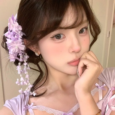 紫色铃兰花流苏新中式高级感花夹