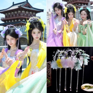 欢天喜地七仙女公主发箍闺蜜写真小七紫黄儿小青仿真花发箍头饰品