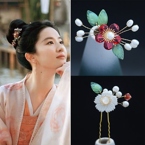 边夹发簪U叉琉璃民族风精致