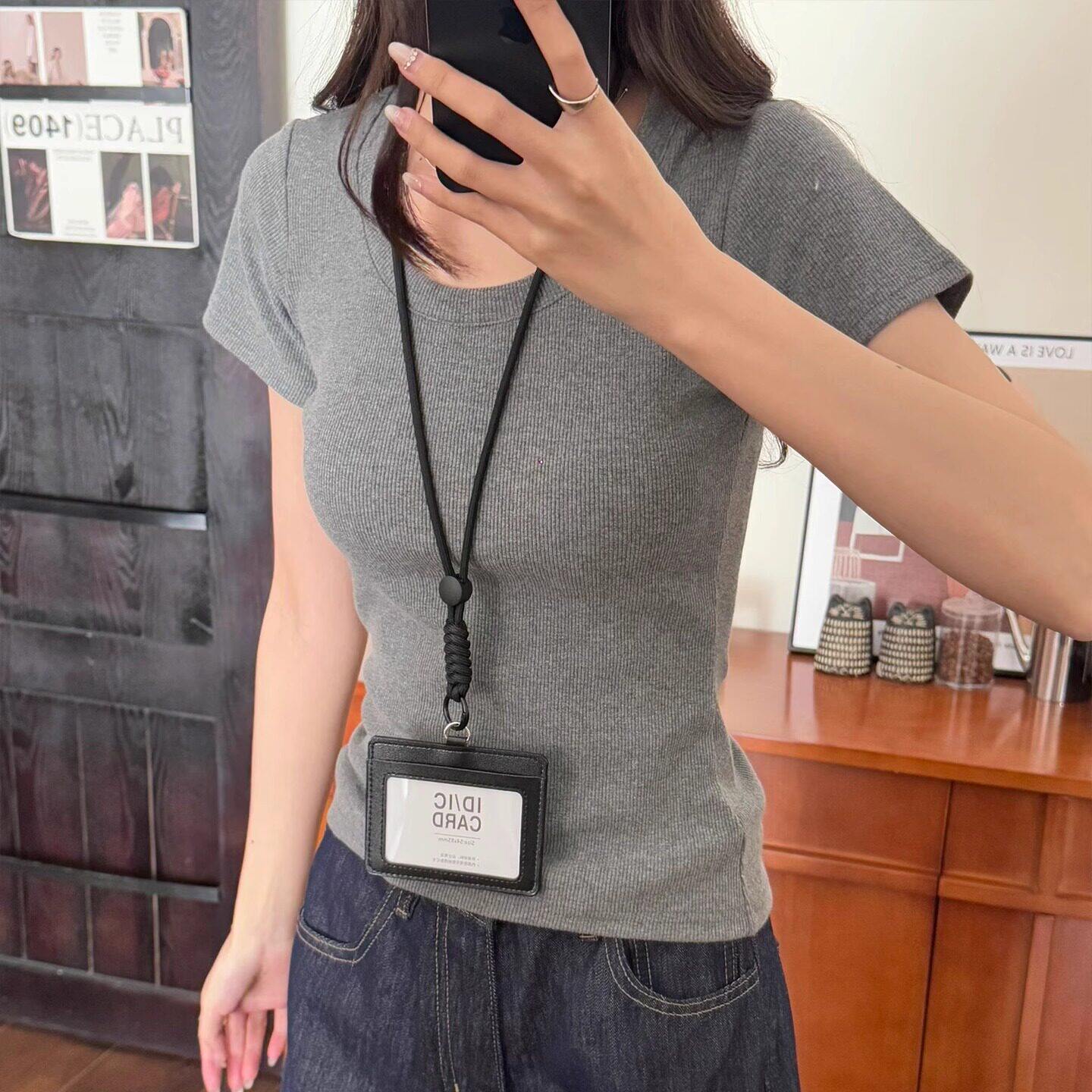 美式灰色U领短袖正肩T恤女2026新款夏季韩系体恤百搭修身显瘦上衣