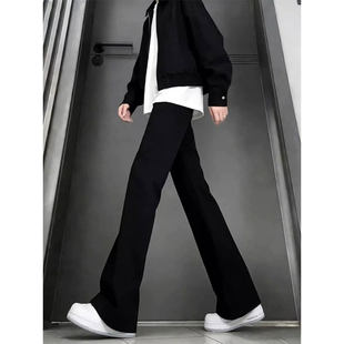 时尚提档显瘦牛仔裤男款高街cleanfit直筒微喇裤美式黑色vibe裤子