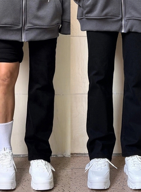 青少年vibe直筒窄版显瘦微喇裤子2025cleanfit黑色柳叶弯刀牛仔裤