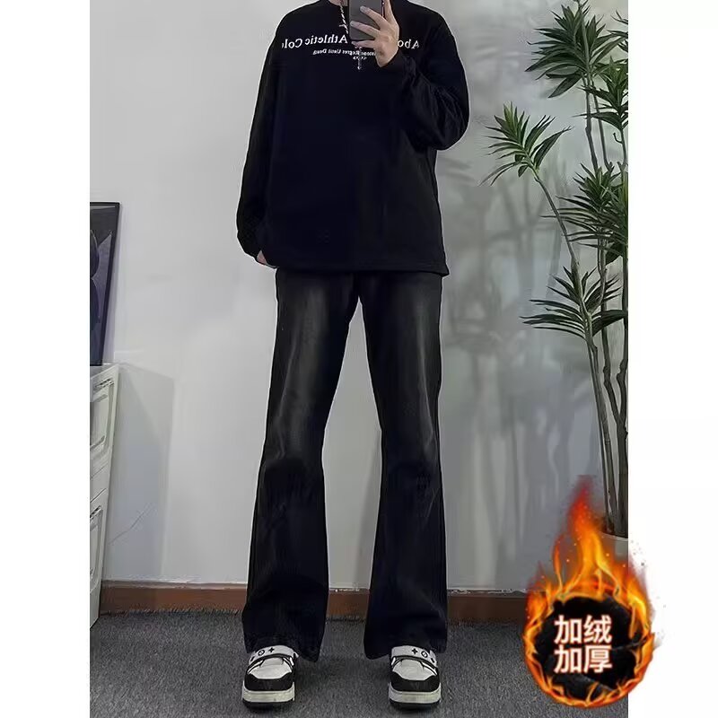 加绒加绒牛仔裤男款秋冬美式