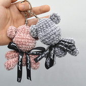 rlk迷你暴力熊材料包手工毛线diy钩针编织钥匙坠吊坠汽车挂件公仔