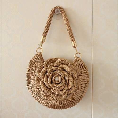 diy大号牡丹花手拎包丝光棉麻