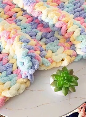 rlk猫尾巴线手指围巾线手工diy编织围脖钩针棉花糖毯子宠物窝坐垫