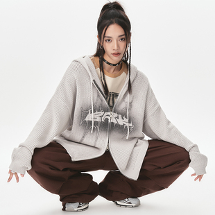 原创BE ALL KABUTO休闲连帽印花粗棒毛衣外套宽松春秋针织上衣