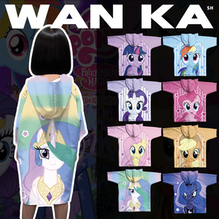 女童可穿浴衣小马宝莉紫悦音韵宇宙公主柔软速干儿童浴巾斗篷浴袍