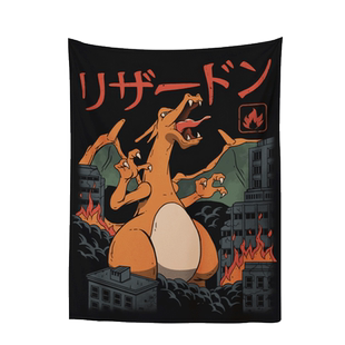 卧室床头沙发墙挂布背景布宝可梦耿鬼喷火龙遮丑修饰厨房遮丑挂布